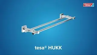 How to use the chromed, angular tesa&reg; Hukk bath towel holder