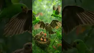 Mother bird vs parrots 🐦⚡ The ultimate nest defense!
