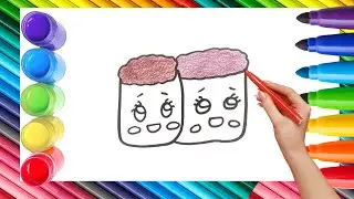 How To Draw cute Jar Drawing, Painting & Coloring For Kids and Toddlers_ Child Art 🐋🌈🎨