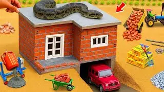 DIY Mini Brick Cement House with Underground Car Garage Construction Science Project 