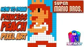 How to Draw Princess Peach - Super Mario Bros Pixel Art Drawing Tutorial