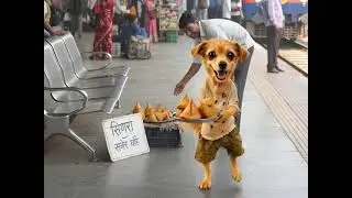 The poor dog selling samosa 😭.puppy motivational story #poordog #ai#video #viralvideo #puppy#cartoon
