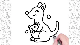 Простой рисунок милой мамы-кенгуру 🦘💕
