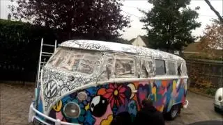 VW Campervan painted by artist Kev Munday