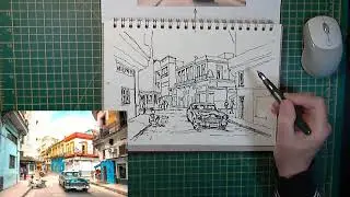 HOW TO SKETCH/PAINT OLD HAVANA, CUBA (with classic car!)😎