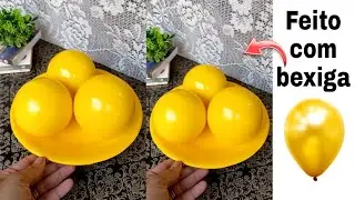 COMO FAZER BANDEJA COM ESFERAS DECORATIVAS COM BEXIGA E GESSO| #comofazeresferasdecorativacombexiga