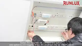 Installation for 4ft Magnetic led troffer retrofit strip kit in Fluorescent Troffers