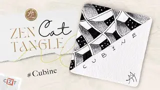 【😽晚安貓貓】#cubine #立方藤 ❥ #禪繞畫 #禅绕画 #ゼンタングル #젠탱글 #JJ100Daily2025II
