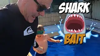 Father Son SHARK BAIT Pool Game // Dad Life Vlog