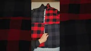 Upcycled Flannel Shirt &ndash; Buffalo Plaid Mashup, Red/Black & Black/Gray, Vintage Worn Look, Old to New