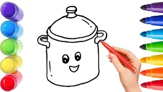 How To Draw cute cooker Drawing, Painting & Coloring For Kids and Toddlers_ Child Art 🐋🌈🎨