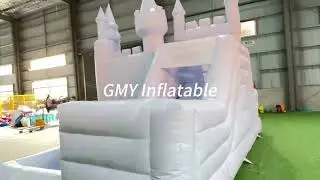 Light Blue Bouncy Castle Princess Kids Bounce House Slide With Ball Pit GMY Inflatables