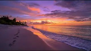 Sunset Beach Footprints 🌅 Relaxing Ocean Waves Ambience for Sleep, Meditation, Study & Inner Peace