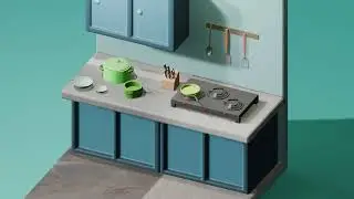 Cute Isometric kitchen 3d 