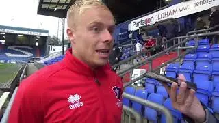 Ryan Broom after his goal in the 1-1 draw at Oldham Athletic