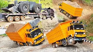 TRUK OLENG Cari PETAKA Truk Pasir Laka Lintas Truk Trailer Muatan WHEEL LOADER Terbalik Rc Handmade