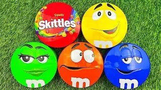 Satisfying Video | Unpacking Colorful Skittles and Delicious M&M'S Candy From Brilliant Tins ASMR