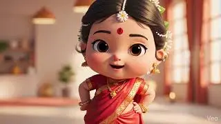  a cute 3D chibi-styleIndian girl . She iswearing a traditional  #animation #3danimation 