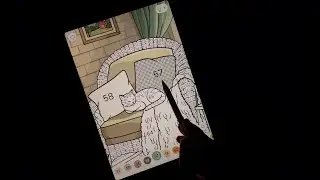 ASMR iPad Coloring 🏠 Cozy Fireplace & Sleeping Cat (No Talking)