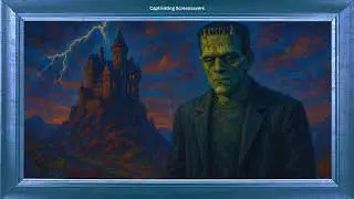 Frankenstein Visits a Haunted Castle | Art | Halloween Background | Screensaver 4K | No Sound Video