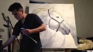 White Horse Painting- by Miguel Herrera Domiguez
