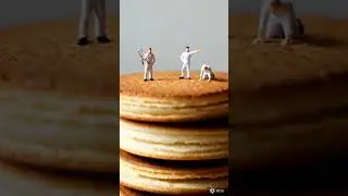 Miniature People Constructing/Cooking Big food 15