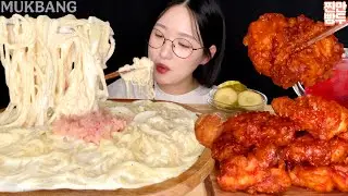 🤍Cream Pasta & Spicy Chicken | KOREANFOOD MUKBANG ASMR