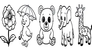 How to draw Animals and Flowers | Multi drawing collection by Creative Art By 4D 