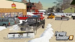 SNOW PLOWING CASEY'S GAS STATION! (& BUYING NEW SKID STEER) | FARMING SIMULATOR 2019