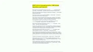 DMV drivers permit practice  208 Actual Questions and Answers92