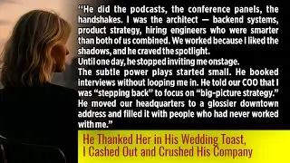 At His Wedding Toast, He Thanked His New Wife — I Cashed Out Our Company Shares