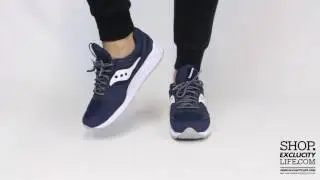 Saucony Grid 9000 Navy - White On feet Video at Exclucity
