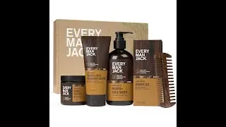 Every Man Jack Sandalwood 5-Pc Beard Kit: Wash, Oil, Butter, Lotion, Comb for Men