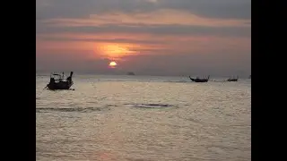 Sunset at Ao nang Beach Krabi Thailand