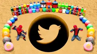 Big Toothpaste Eruption from Twitter Logo with Balloons Soda & Fanta, Mtn Dew, Coca cola vs Mentos