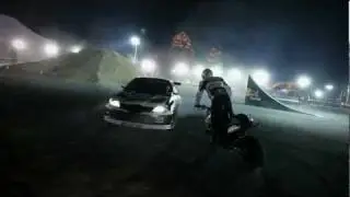Drifting, FMX, and Motorbike Stunt riding at night - Qatar Motorshow 2012