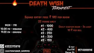 PUBG MOBILE | PAID CUSTOM ROOM MATCH | DEATHWISH GAMING