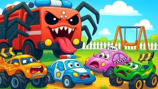 Fire Truck Turns Monster?! 🚒! Police & Taxi Flash Help the Truck| Rescue Cars Cartoon