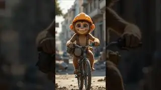 Its painfull for little moneky to work in construction site|Monkey cartoon ai video|