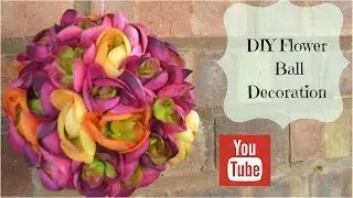 DIY hanging flower ball decoration tutorial using silk  flowers