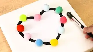 Painting Cloud Heart with cotton balls | Painting for beginners | Easy Painting #236