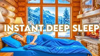 Instant Deep Sleep ❄️ Cozy Cabin Fireplace & Snow | Fall Asleep Fast