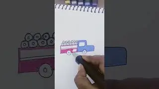 How to Draw a Colorful Truck with Cylinders #shorts#DIYArt#QuickArt#FamilyArt #EasyDrawing