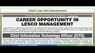 LESCO jobs 2023 Online Apply