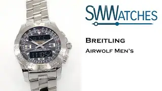 Breitling Airwolf A78363 Men's 44mm Grey Dial Chronograph Box & Papers Alarm