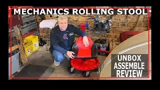 Mechanics Rolling Garage Stool - Unbox - Assemble - Review - Tool Shelf - VW Beetle DIY Vides