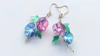 夏アクセ♪ディップ液で作る朝顔のピアス How to make morning glory earrings.