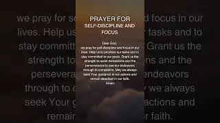 PRAYER FOR SELF DISCIPLINE AND FOCUS