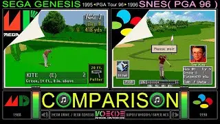[4k60fps] PGA Tour 96 (Sega Genesis vs SNES) Side by Side Comparison | VCDECIDE