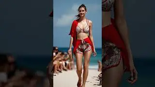 Bold 20-Year-Old Slays Red Beach Runway #shorts